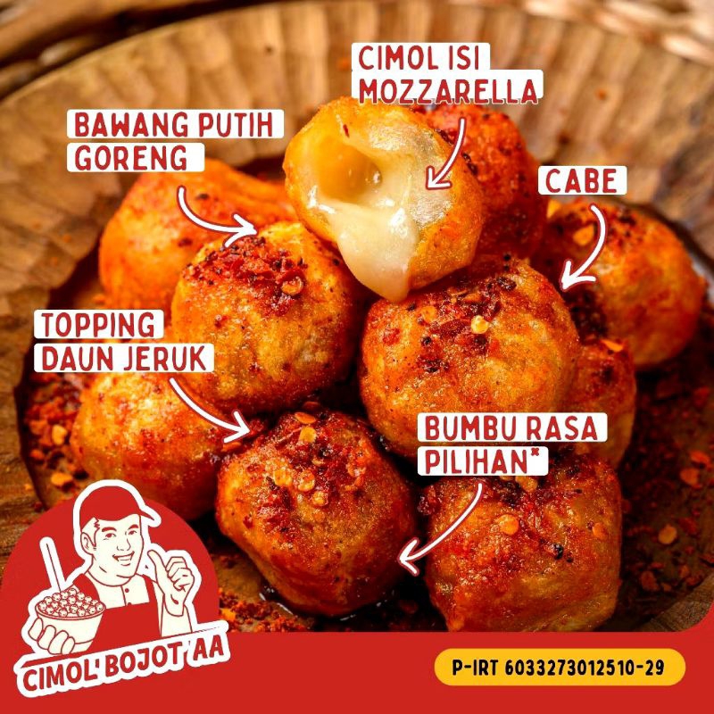 

RB Cimol Bojot AA Mozarella Bumbu Ayam Bawang Balado Asin Pedas Cimol Bojot Bernadya Cimol Bojot AA