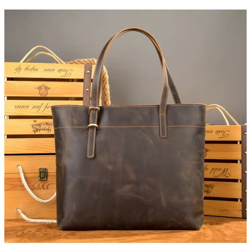 Tas Tote Wanita berkapasitas besar- Tas kulit asli garut