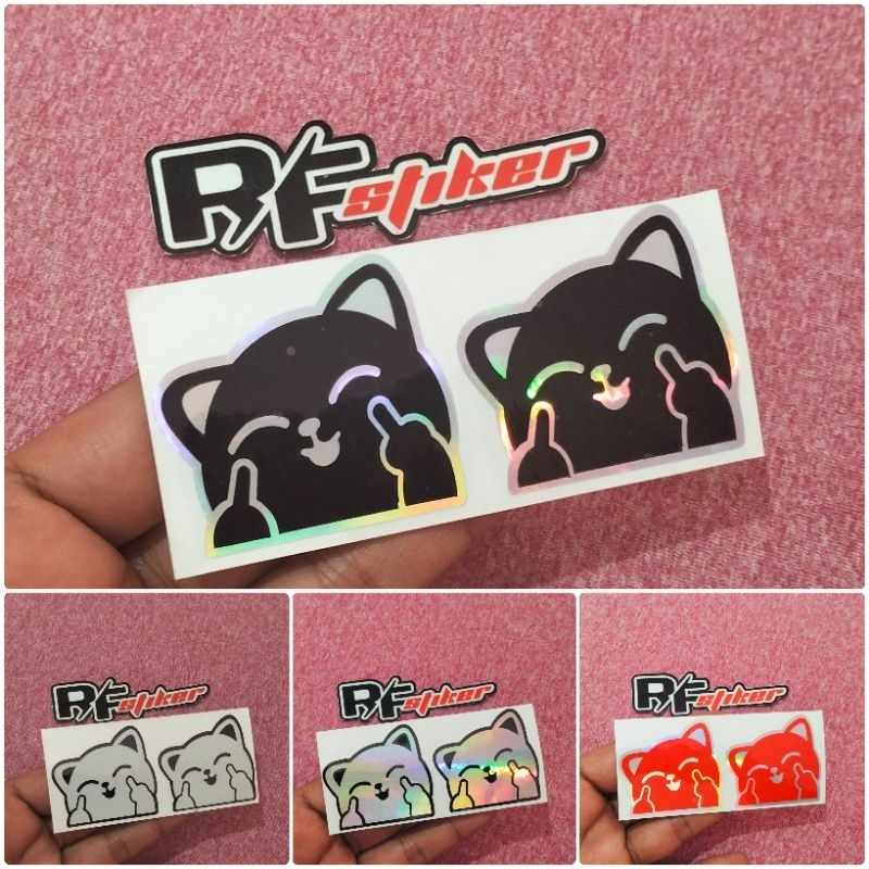

Stiker Kucing lucu midle finger stiker cutting