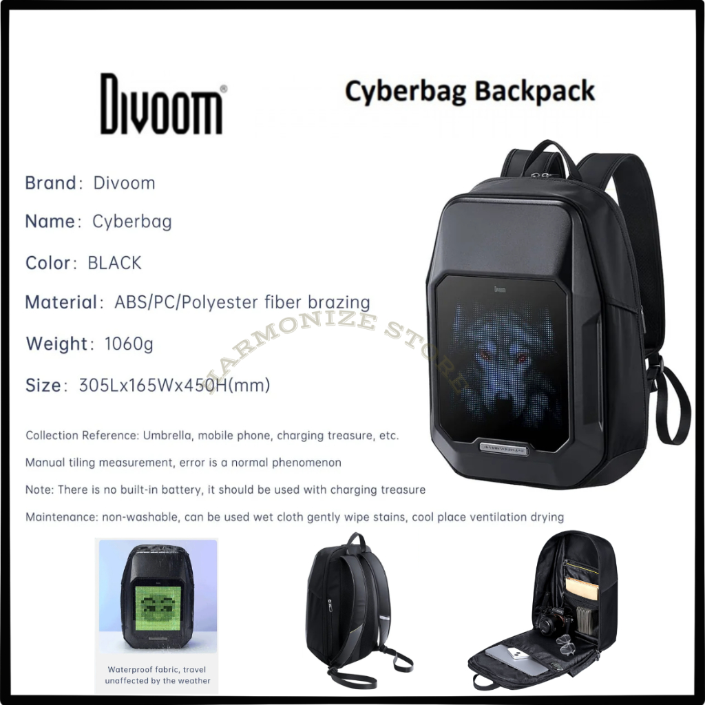 Divoom Cyberbag Backpack | Tas Ransel Pixel ART LED 64 x 64