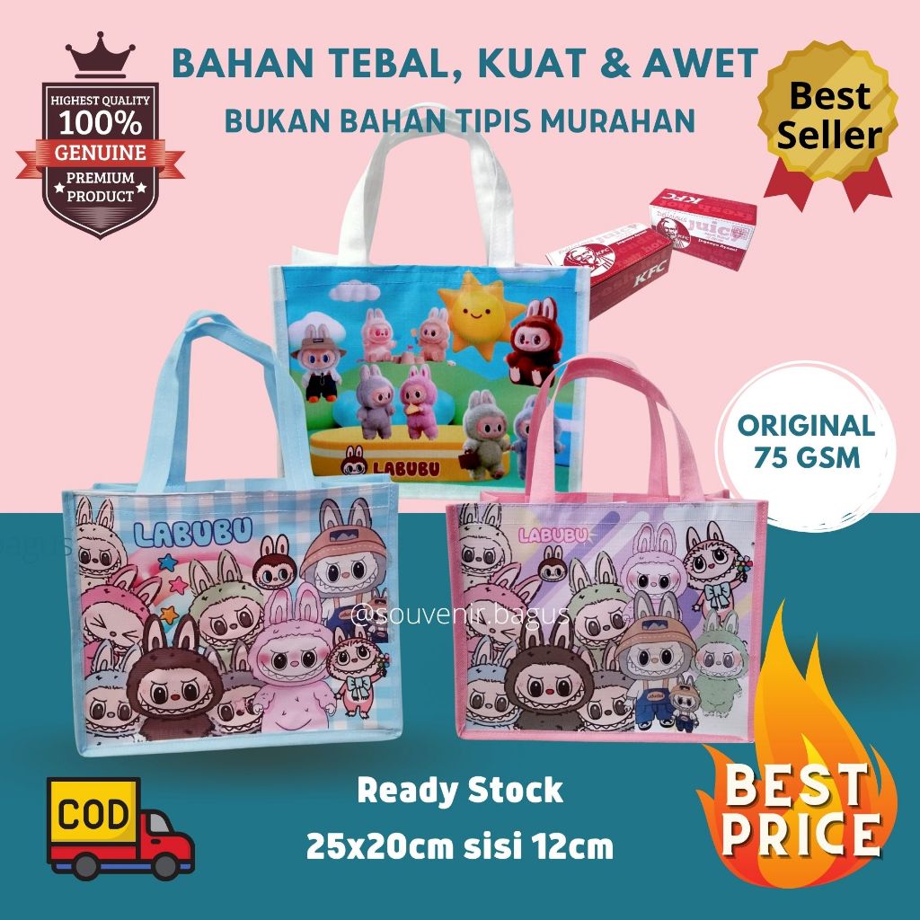 

Tas Ultah Labubu animal goodie bag souvenir LABUBU The Monsters Macaron Dolls Figure Toy Blind Box