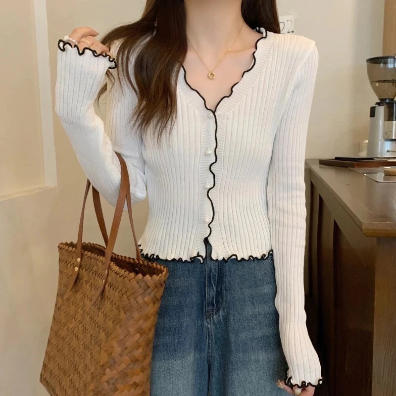 MF - MRX LONGSKEEVE KNIT WANITA BILA / IRENE TOP BLOUSE KANCING / LONGSLEEVE KRIWIL KNIT KOREAN TOP 