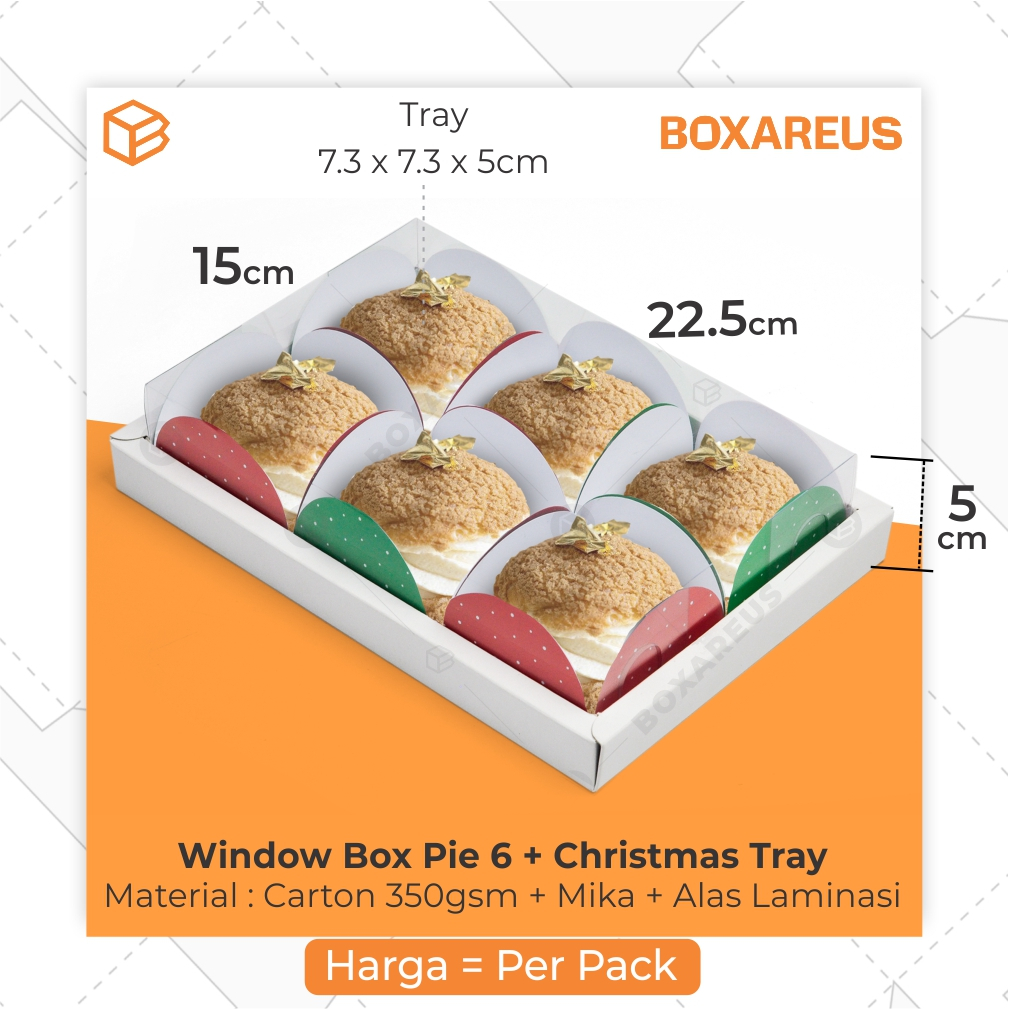 Box Natal Pie Packaging Mika Sekat 6 Dus Kue Christmas Tart | WB Pie 6