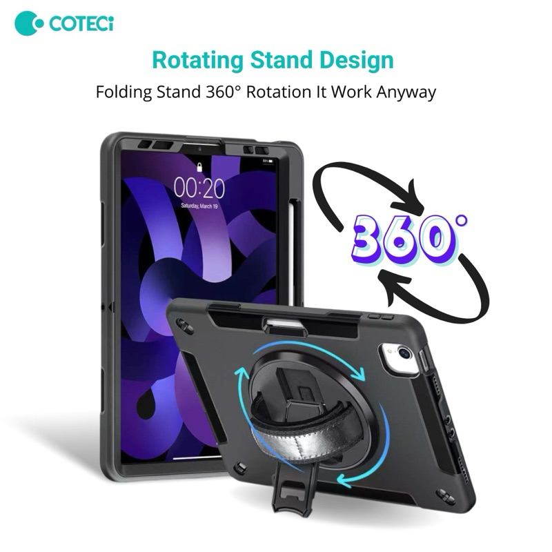 Case ipad 10 double layer protective armor coteci ipad air 6 cover ipad pro 11 m4 ipad 11 a16 10.9