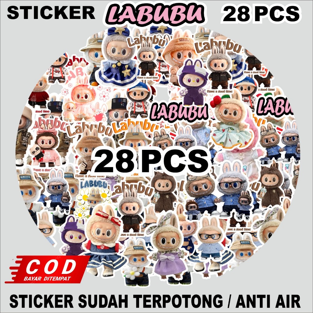 

28 PCS STICKER LABUBU RANDOM ANTI AIR UNTUK LAPTOP CASE TUMBLER KOPER HP DLL