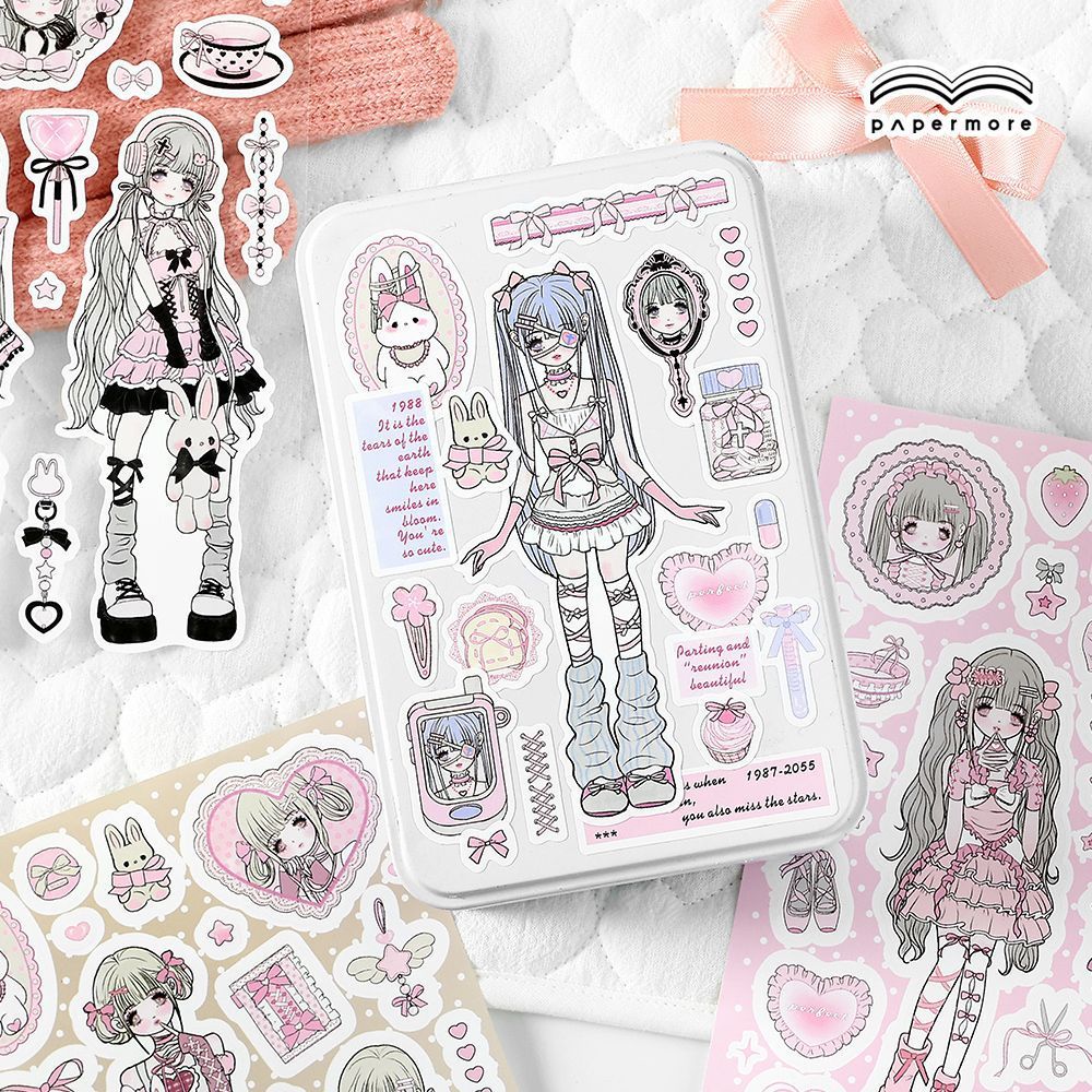 

[WindHeart] 1 lembar Sticker sheet Papermore cutesy softie doll ribbon cute girl softie series