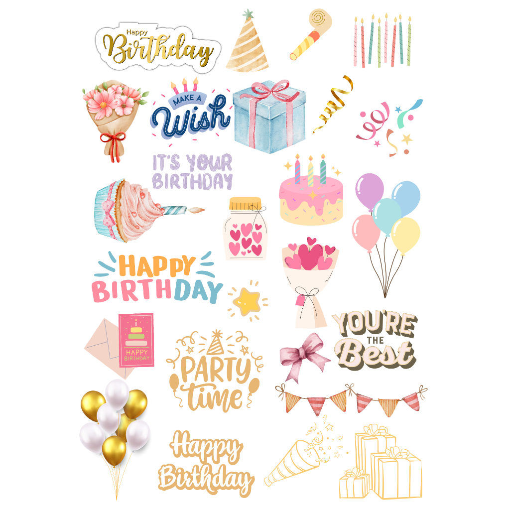 

Stiker Happy Birthday Scrapbook Gift Ulang Tahun Sticker A5