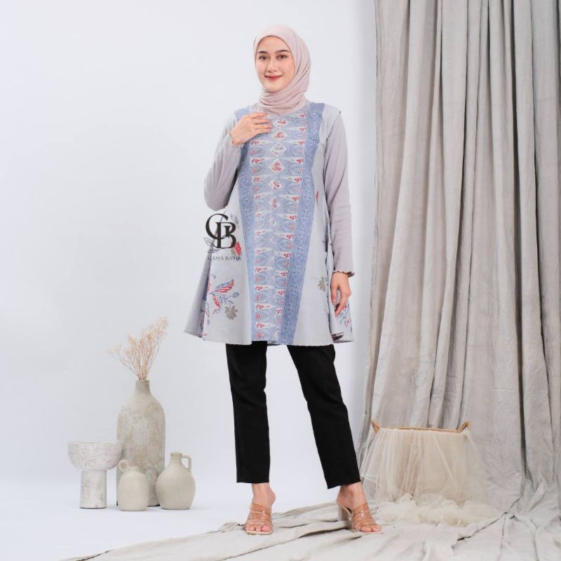 Vest Batik Rompi Gunungan Atasan Wanita Tanpa Lengan