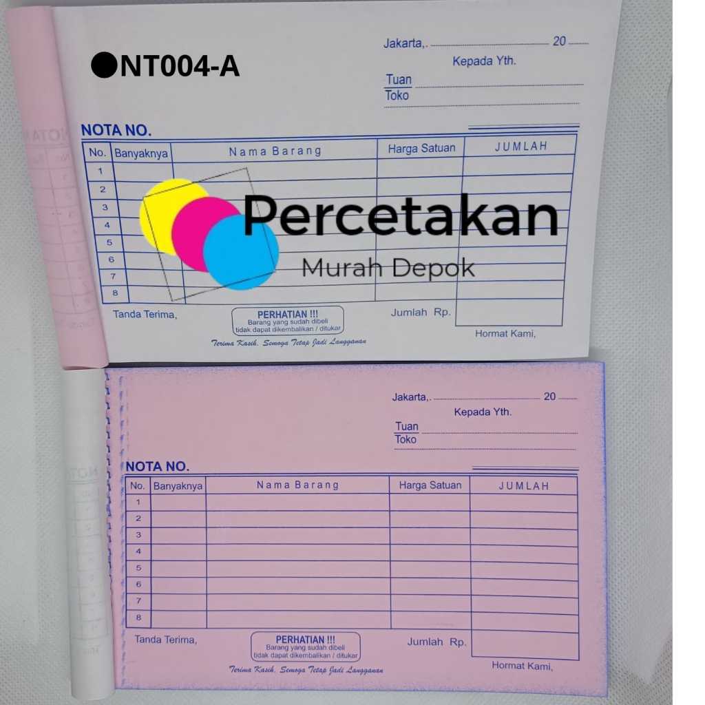 

Nota Lunas landscape mendatar ukuran 1/4 folio