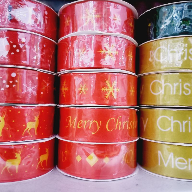 

Pita Satin Merry Christmas Pita Natal Lebar 2½cm Dijual Rol