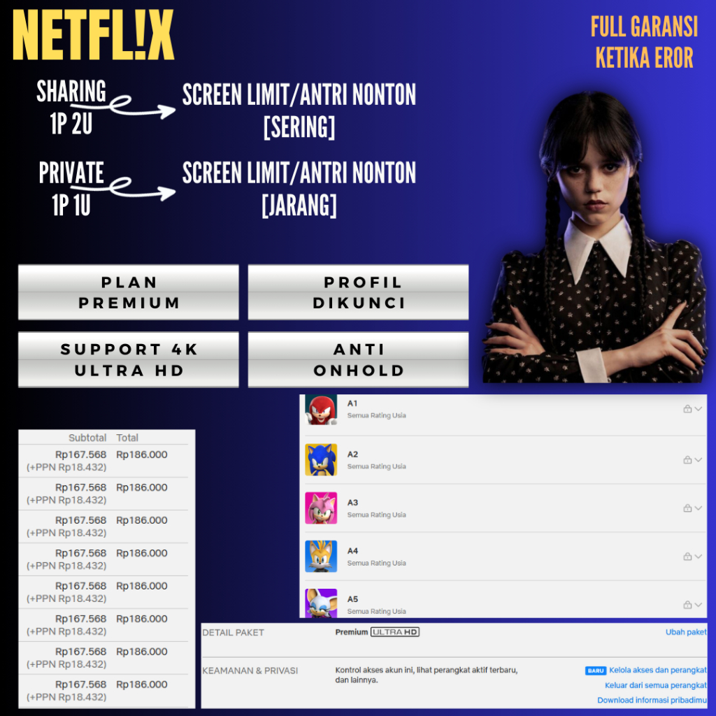 

NETFFLX NETFLIXX PREMIUM 4K SHARING PRIVATE 1 BLN BERGARANSI TERMURAH X6