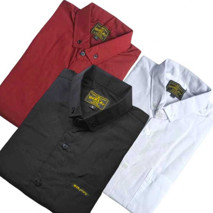 Kemeja Pria Lengan Pendek Hem Polos Katun Cowok Baju Distro