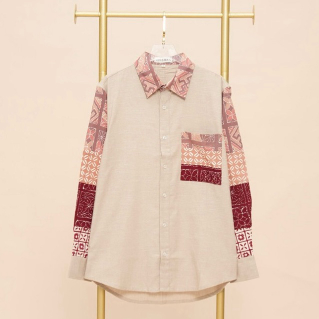 Kemeja Batik Pria Lenka Cream