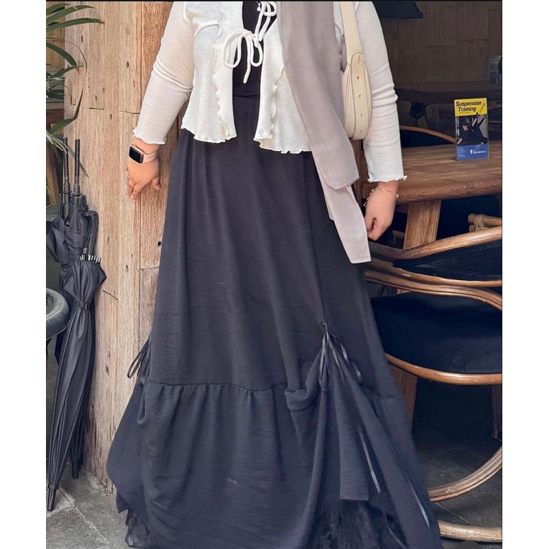 ROK HITAM PANJANG KOREAN STYLE / ROK PINK PANJANG KOREAN STYLE