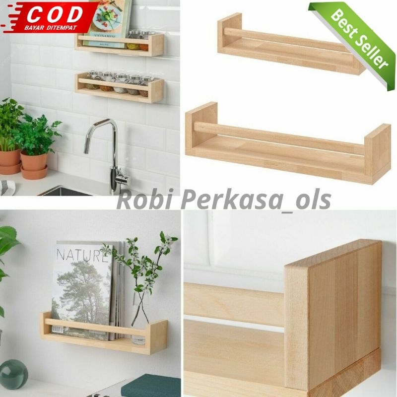 Rak Bumbu Dapur Tempel Dinding / Rak Bumbu Kayu Gantung Dinding / Rak Bumbu Dapur Gantung Kekinian
