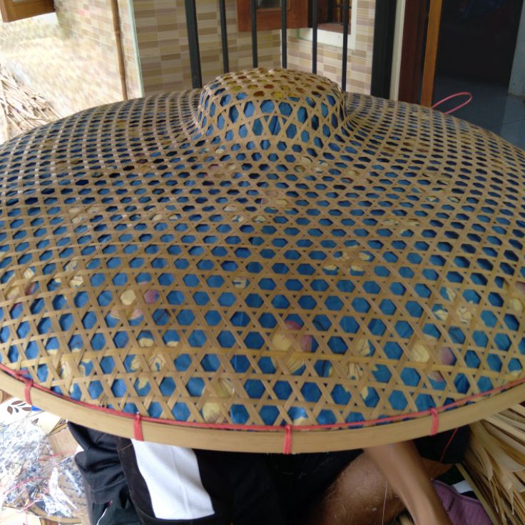 Lebih Hemat  Topi petani caping anyaman bambu topi petani bahan payung diameter 55cm