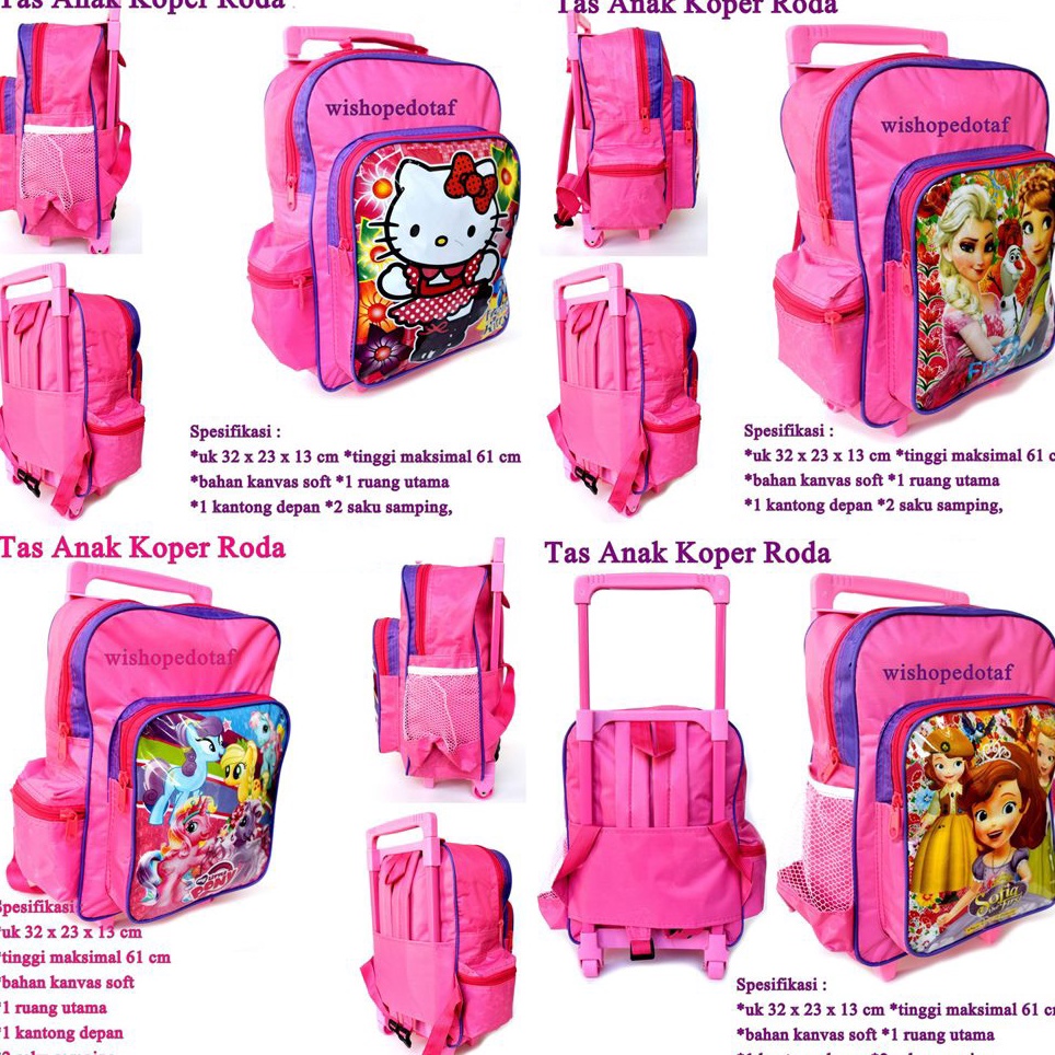 Bagus Banget Tas Koper Ransel Roda Anak perempuan Medium Pink