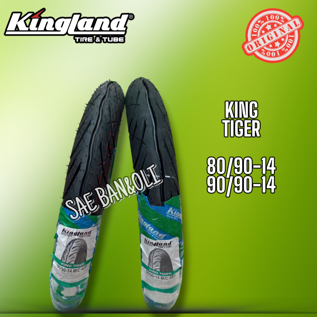 BAN LUAR KINGLAND 90/90-14 KING TIGER & 80/90-14 KING TIGER Ban Motor Matic Ban Luar Ring 14