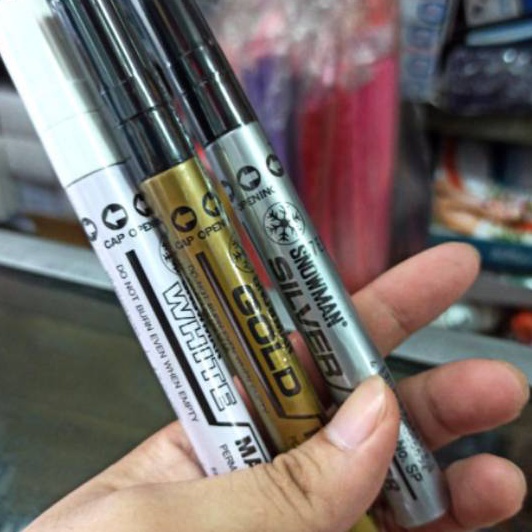 

Gila Spidol Snowman GP 12 Sier Gold white paint marker permanent
