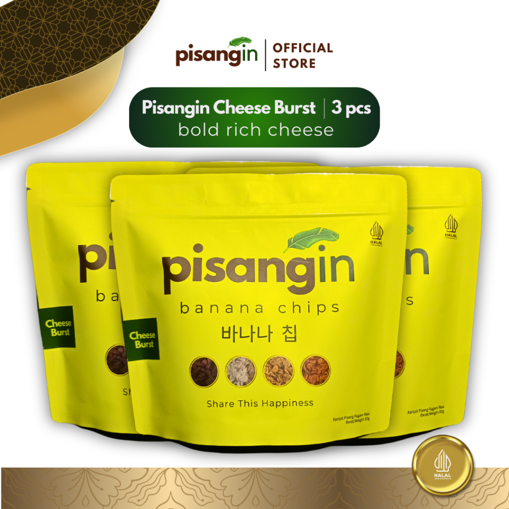 

Pisangin Cheese Burst | Keripik Pisang Bumbu Khas Keju Isi 3 Pcs