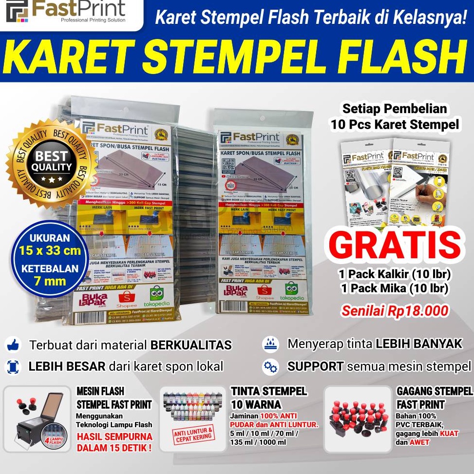 

ART Q8O2 Karet Spon Busa Stempel Flash Warna 15x33 CM