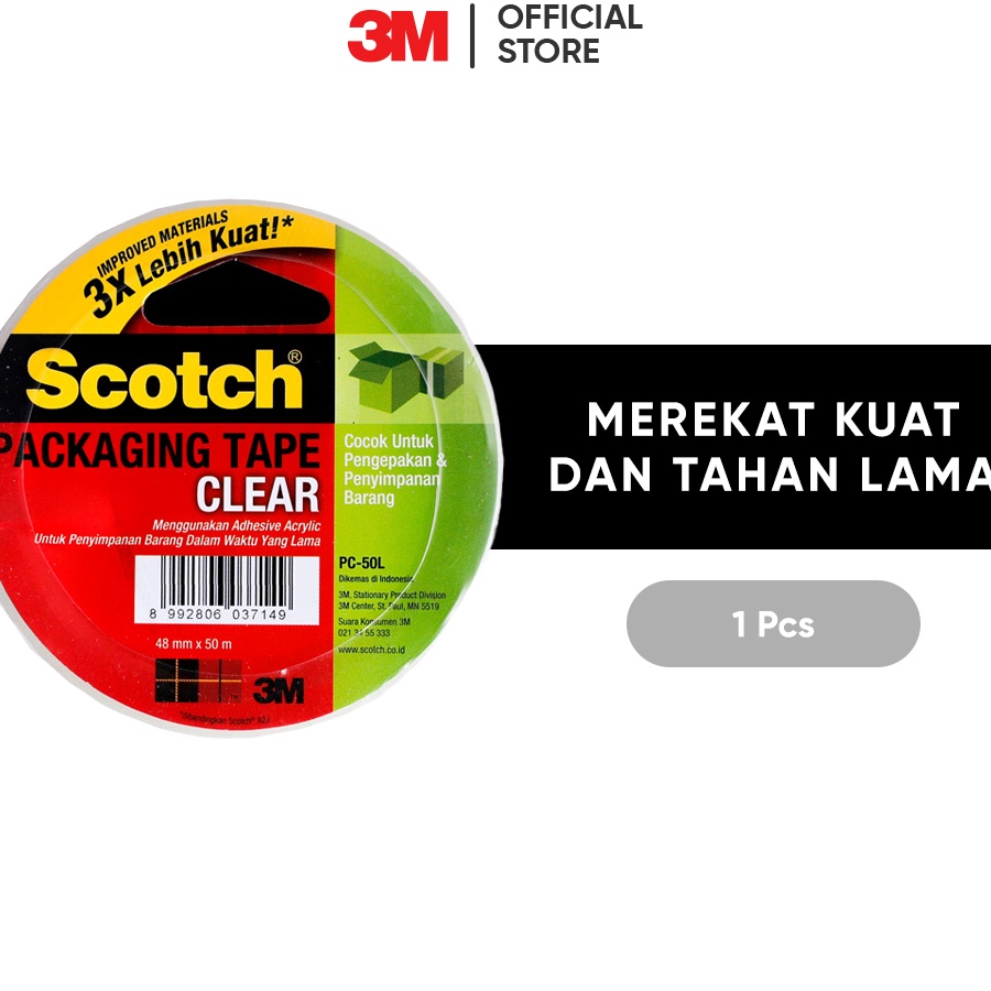 

DISKON HEBOH HINGGA 5 3M Scotch Packaging Tape Clear PC5L Merekat kuat tahan lama 1 pc 48mm x 5m Untuk packing barang dan lain lain