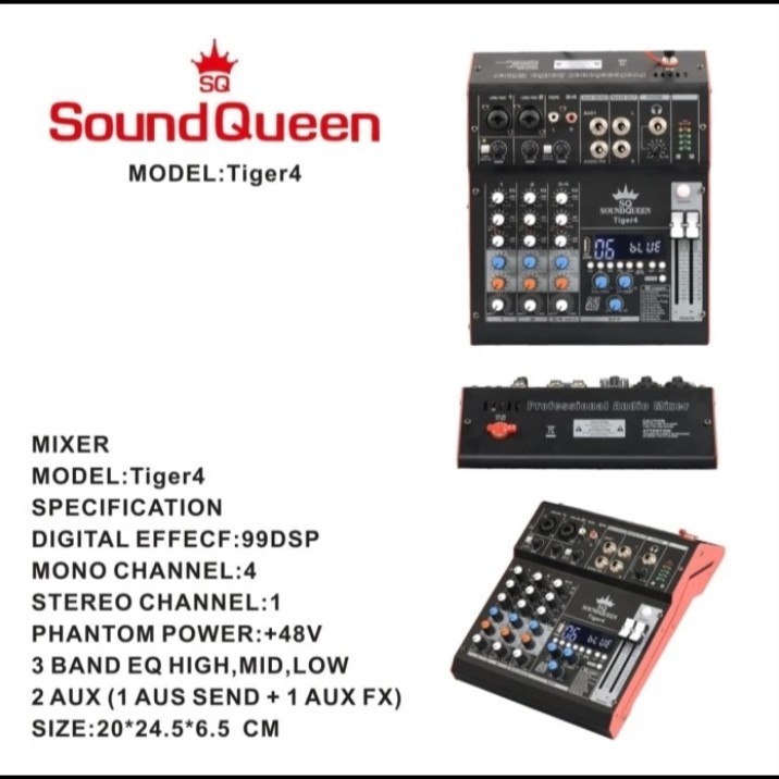 Mixer Mixing Soundqueen TIGER 4 Channel Tiger4 USB Soundcard ORIGINAL