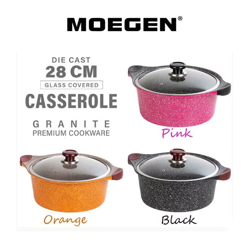 Moegen Germany Casserole 24cm 28cm Panci Granit Tebal Berat ORIGINAL Stock Pot Granite Series Kuali 