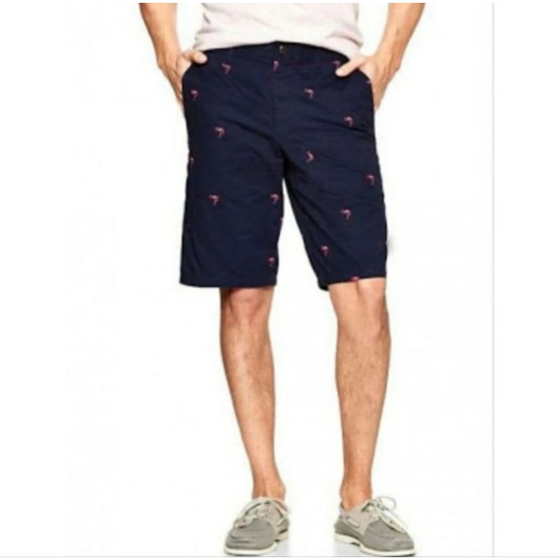 Celana Pendek Pria Gap Emboirdered Flamingo Navy Short Original