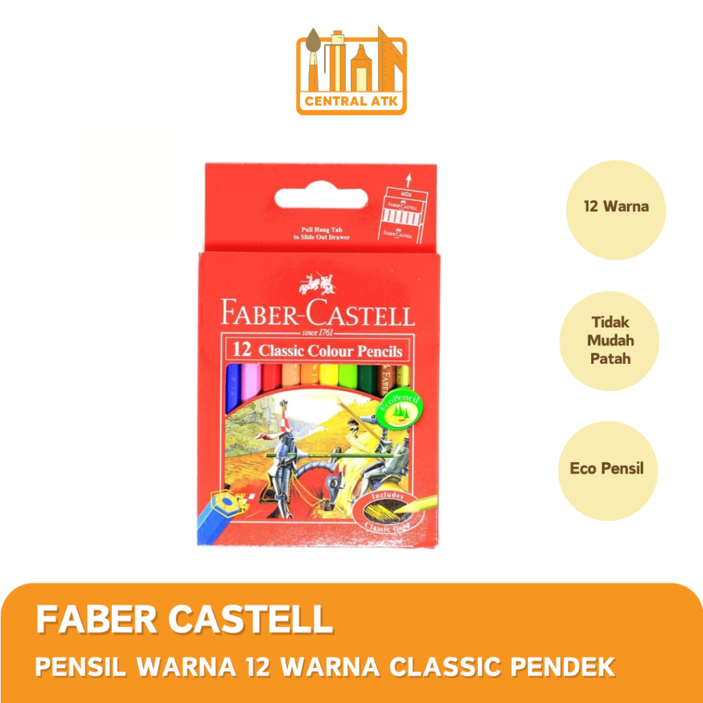 

COLOUR PENCIL / PENSIL WARNA FABER CASTELL 12 WARNA CLASSIC PENDEK