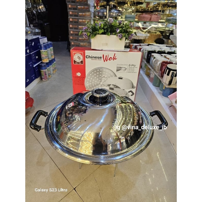 Kuali Stainless Tutup Steamer Zebra 38cm