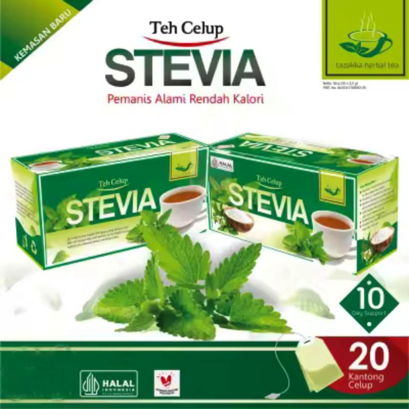 

TEH DAUN STEVIA ASLI PEMANIS ALAMI PENGGANTI GULA RENDAH KALORI ISI 20 KANTONG