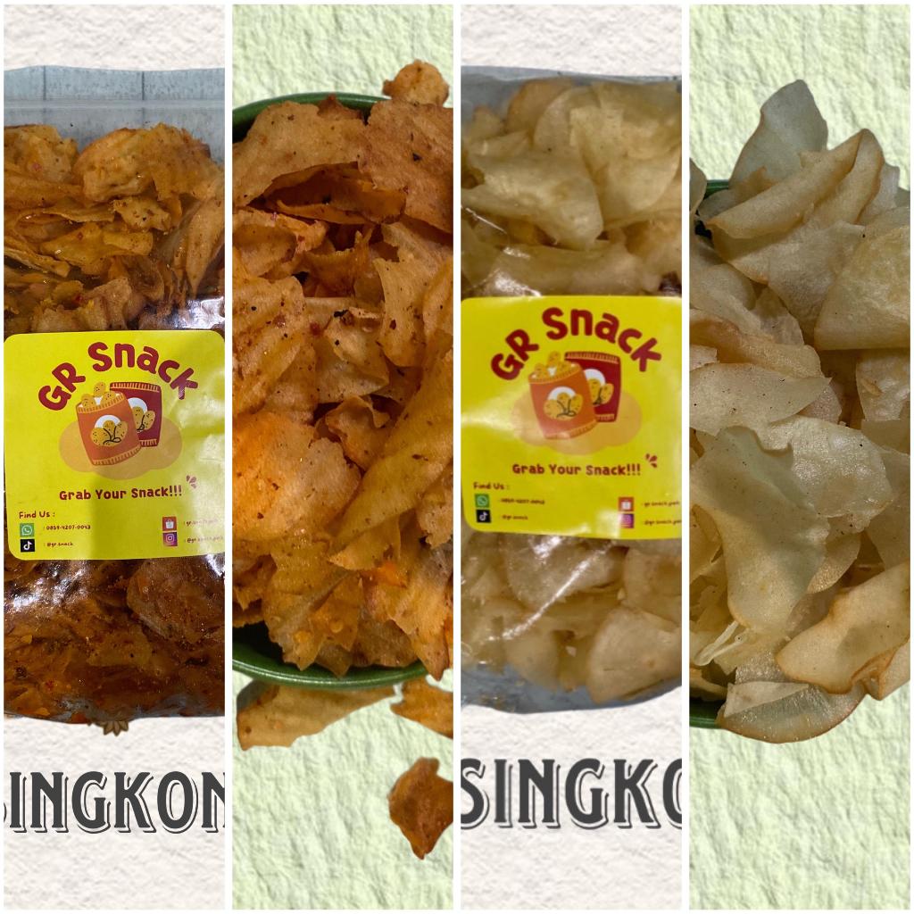 

[ GR SNACK ] KERIPIK SINGKONG KRIWIL PEDAS CIKRUH 100Gram / Keripik singkong kriwil original 100gram