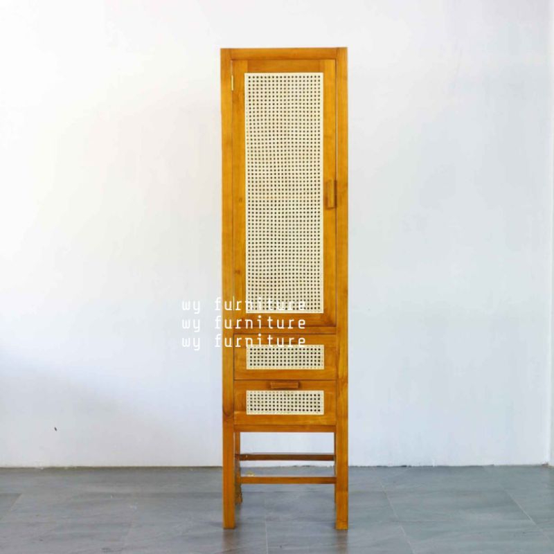 Lemari Minimalis kayu jati, lemari minimalis kayu jati kombinasi rotan