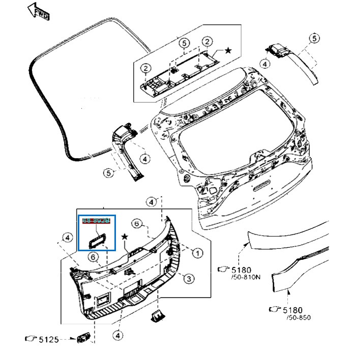 Tutup Lubang Tengah Pintu Bagasi Mazda CX5 KF 2017 2023 Cover Trunk End Trim