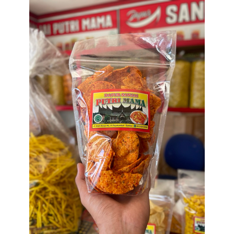 

Opak jengkol khas padang(keripik ubi rasa jengkol)/opak balado/opak singkong jengkol/Opak balado pedas/asli dari Sanjai putri mama