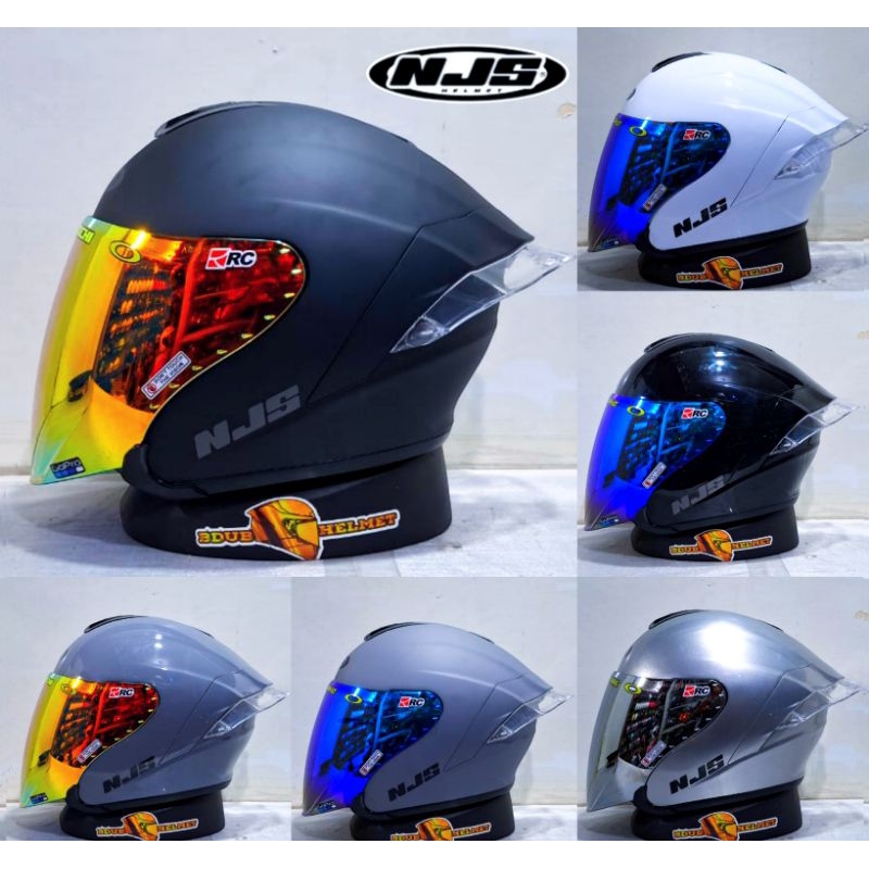 Helm full face njs kairos solid black dof paket ganteng/original