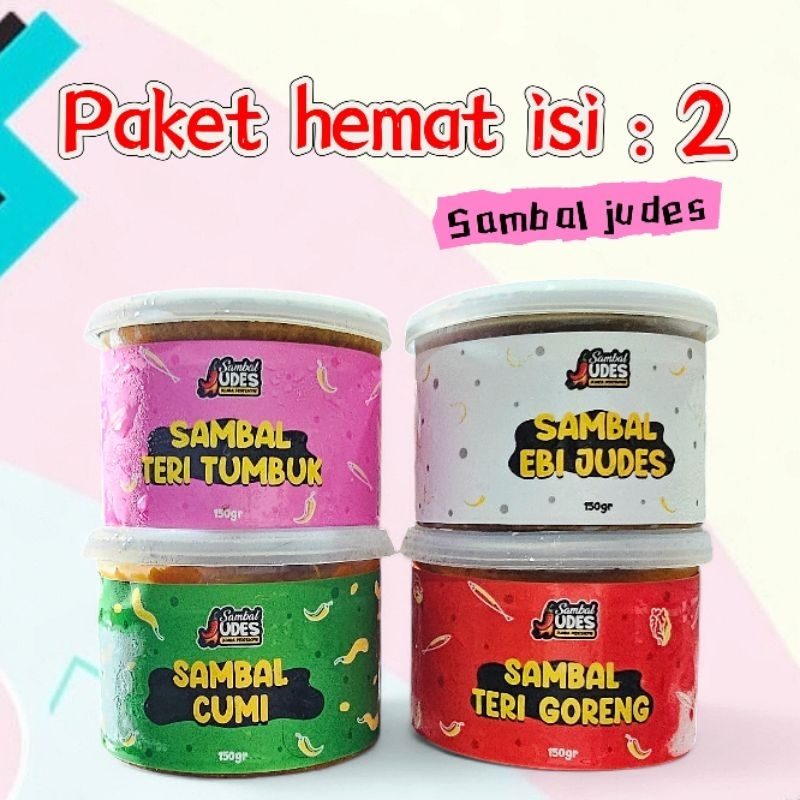 

sambal judes - paket 2 bebas pilih (isi 2 macam) sambal pedas mantap dan lezat