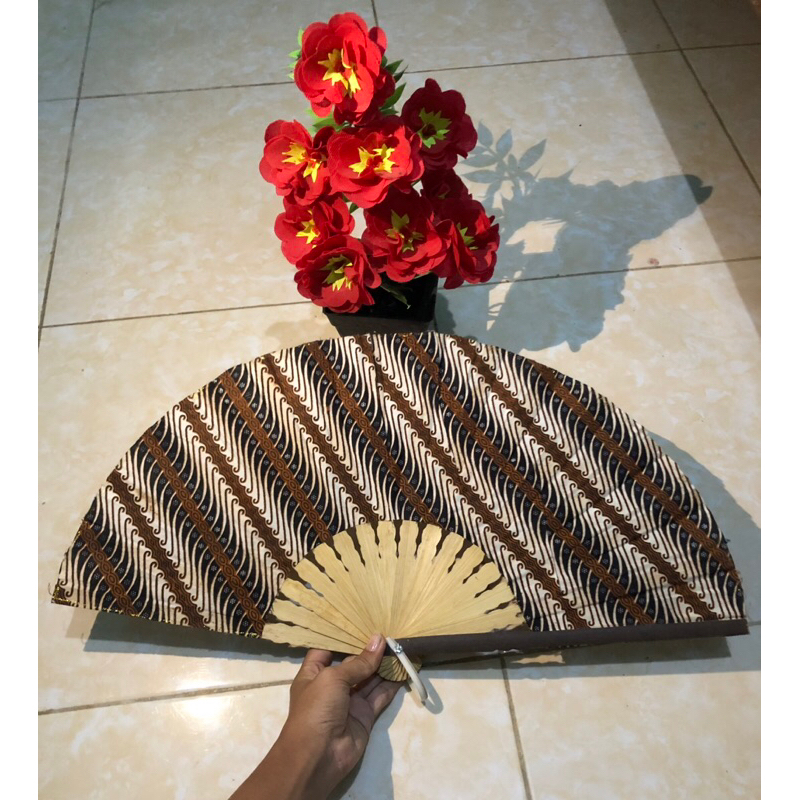 KIPAS TARI, KARNAFAL, TAKBIRAN SOVENIR KIPAS BATIK JUMBO 50 CM KERAJINAN BAMBU CUSTOM LIPAT DIY PRAK