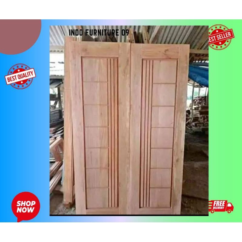 Ready stock daun pintu kupu tarung dan kusen kayu mahoni