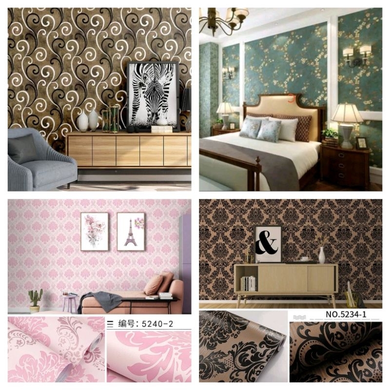 Wallpaper Dinding Kamar Tidur Motif Bunga Sakura Hijau Wallpaper Dinding Bunga Sakura Pink