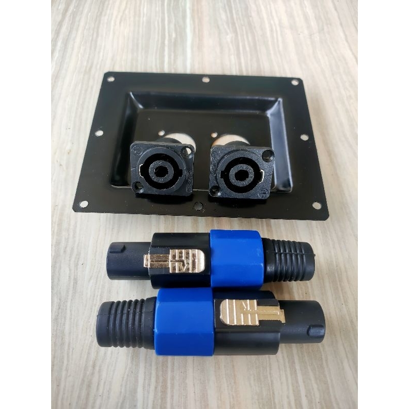 Terminal Speakon Spikon Besi Plat Plus Soket Speakon Dan Jack Speakon