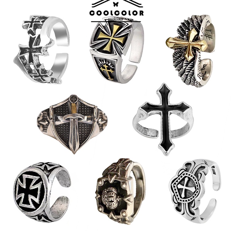 Restock CODCincin SalibCincin Cross HitamCincin Retro PriaCincin Titanium Pria Punk Gaya Rock Hip Ho