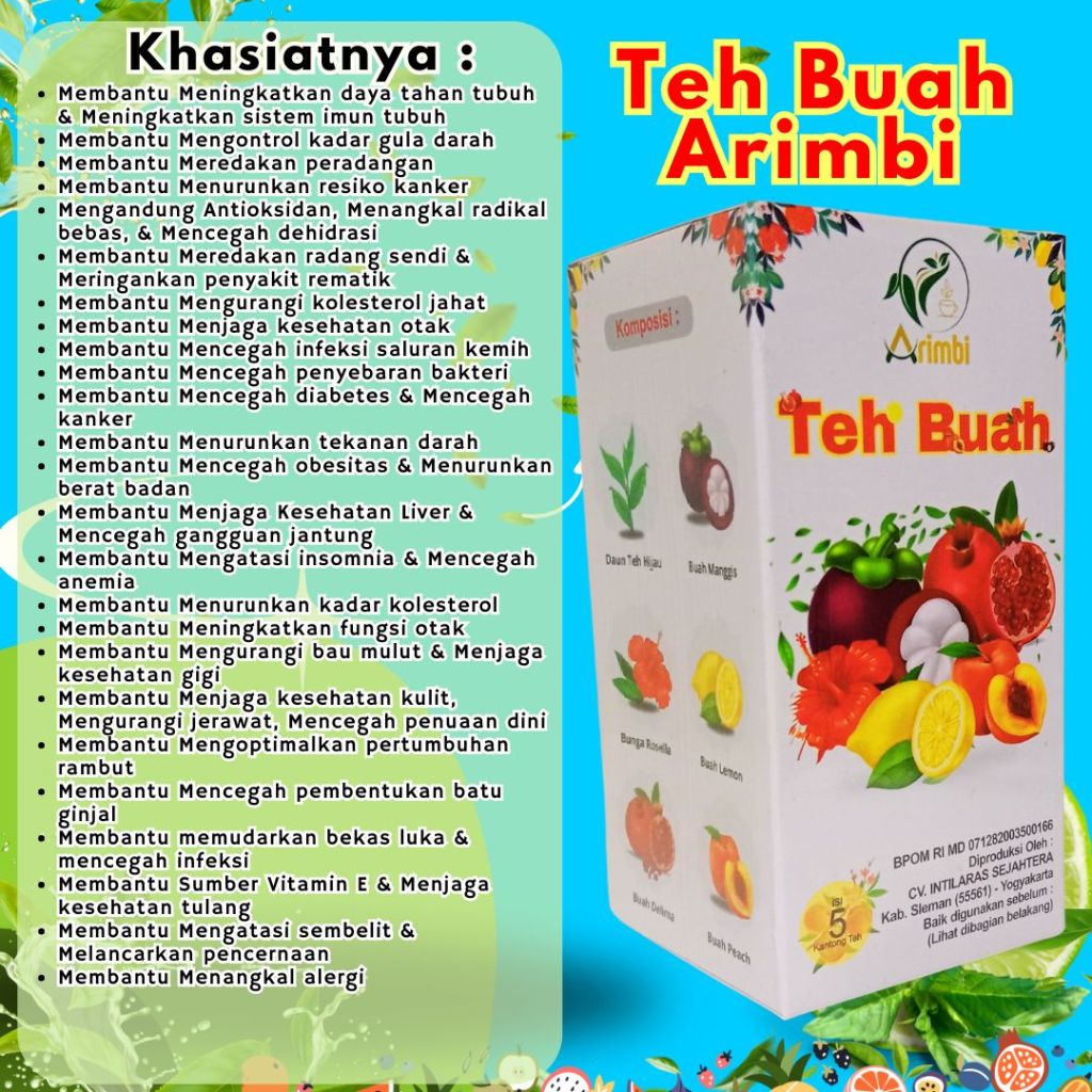 

Teh Buah Arimbi, Teh Arimbi, Teh Buah,Teh Buah Untuk Membantu Mencegah kanker,Teh Buah Untuk Membantu Mencegah gangguan jantung,Teh Buah Untuk Membantu Menjaga kesehatan kulit,Teh Buah Untuk Membantu Mengoptimalkan pertumbuhan rambut,