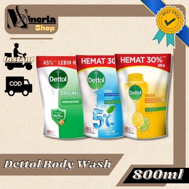 Dettol Body Wash Sabun Cair Original / Cool / Fresh Refill 720ml/800ml