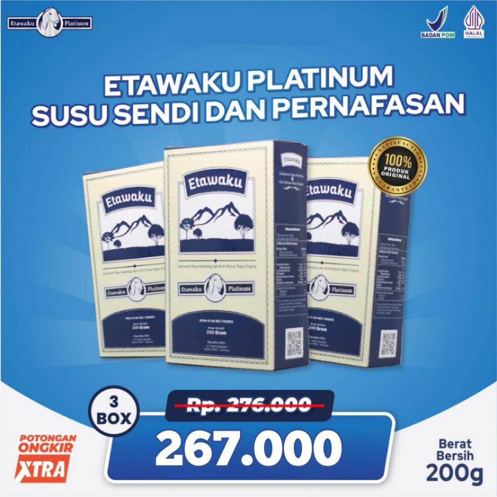 

Etawaku Susu Kambing Etawa Untuk Sendi dan Pernafasan 3 Box