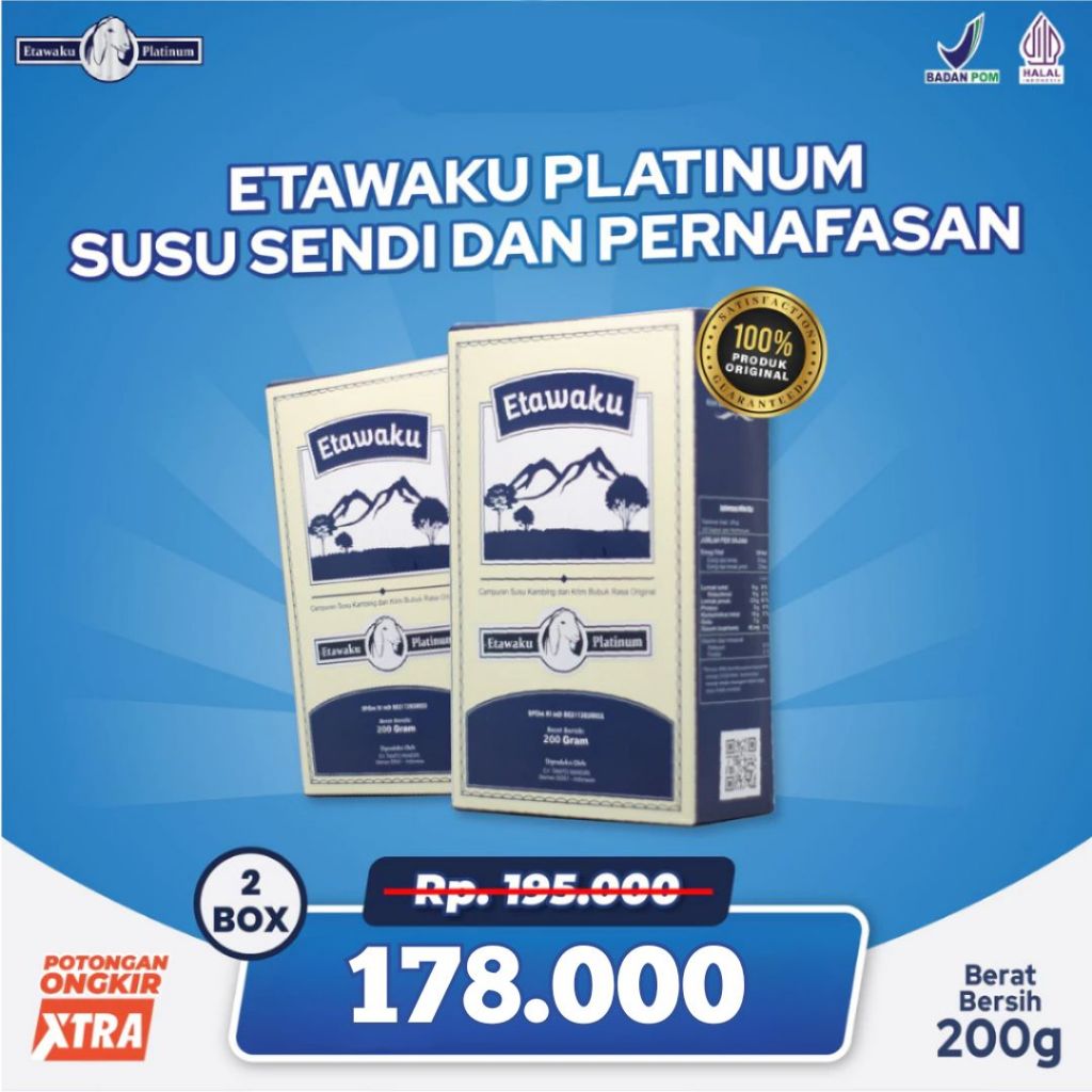

Etawaku Susu Kambing Etawa Untuk Sendi dan Pernafasan 2 Box