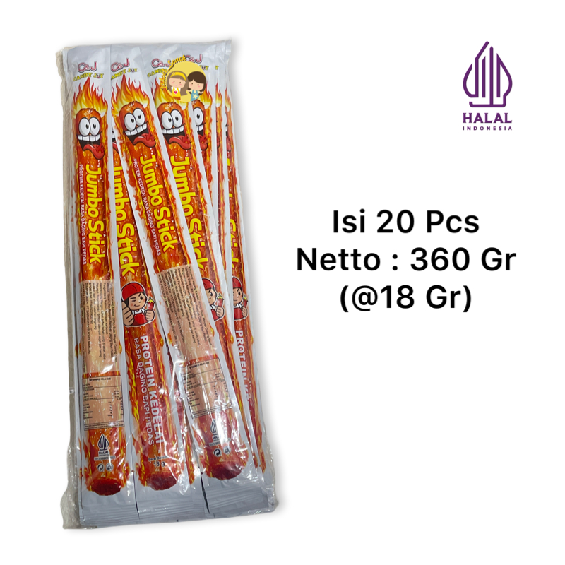 

LATIAO JUMBO STICK 20 X 18 GR Rasa Daging Sapi Pedas Protein by Jadoel_Snack Food Bar