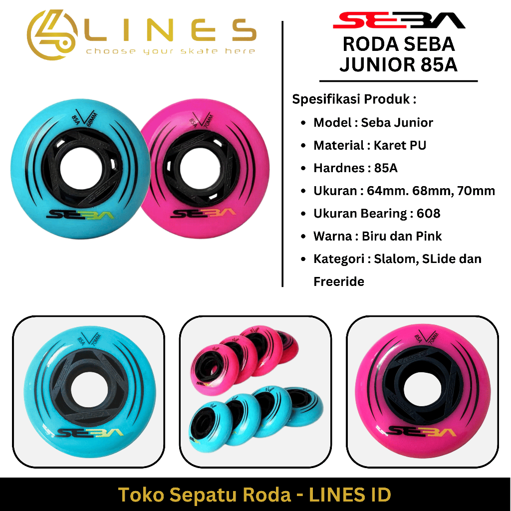 WHEEL RODA INLINE SKATE SEPATU RODA SEBA JUNIOR ANAK ANAK SLALOM DAN SLIDE