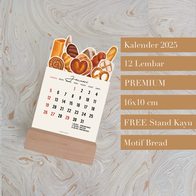 

Kalender Duduk Motif Bread 2025